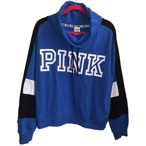 Pink Victoria's Secret large blue color-block mock neck pullover with pockets